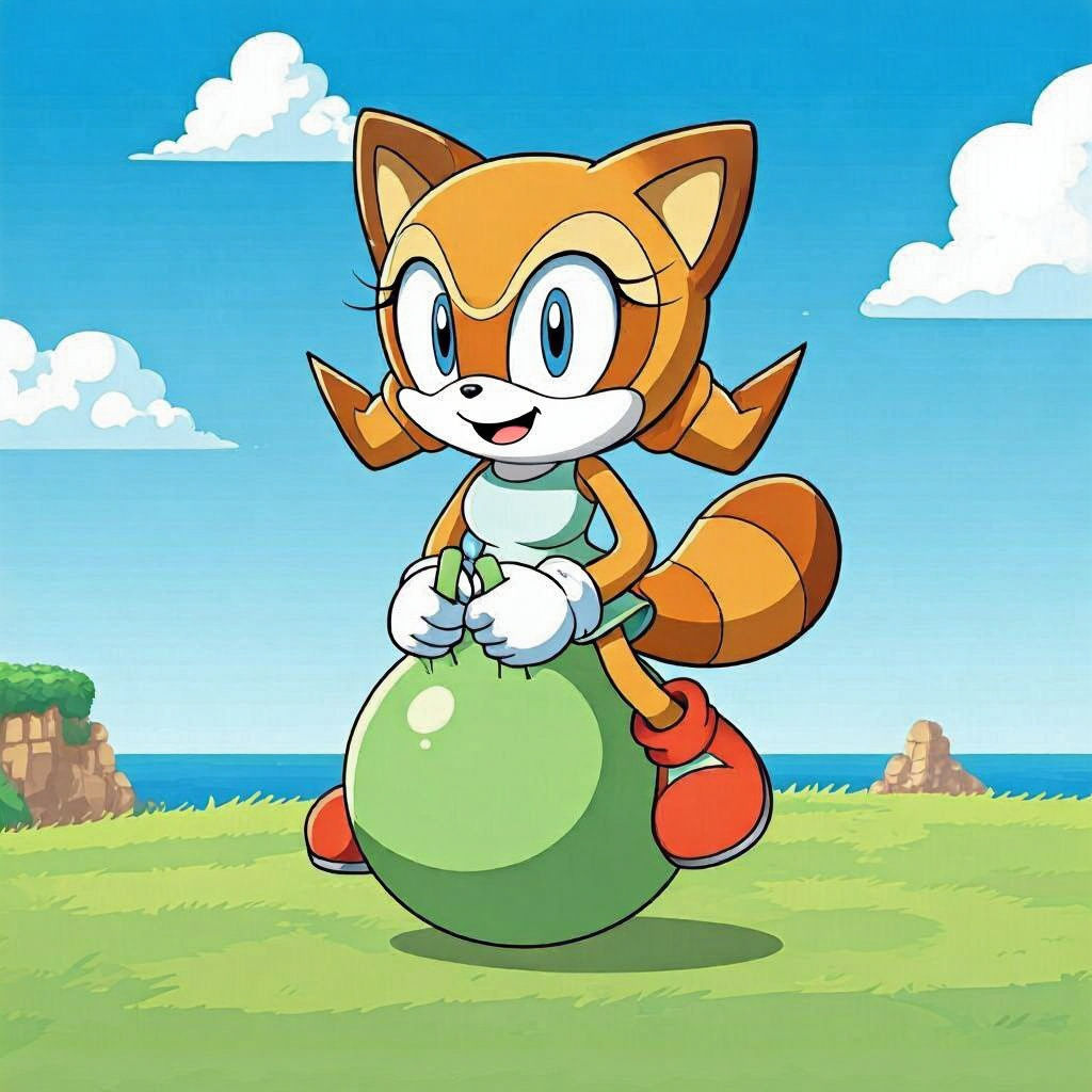 Marine the Raccoon Bounces on Hopper Ball in 2D Art Style