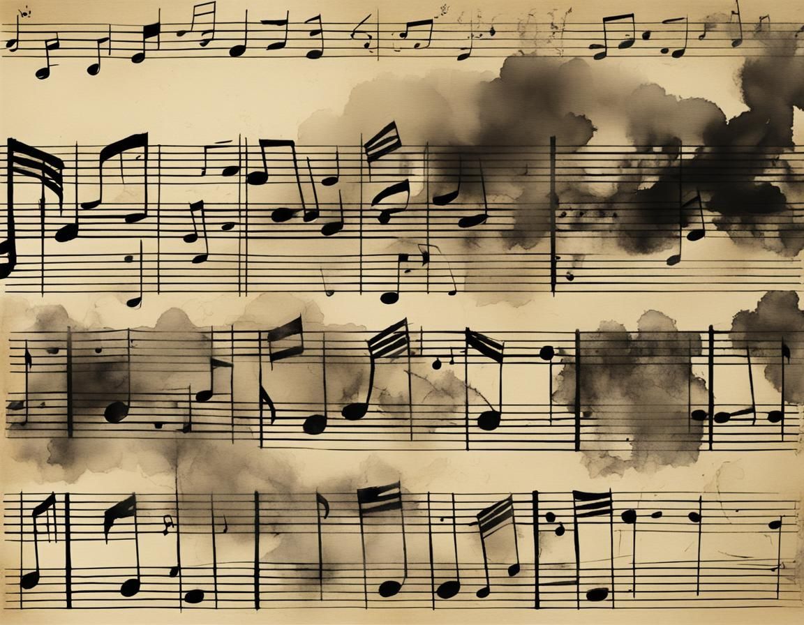 Smoked Musical Score in Dye-Transfer Kintsugi Style