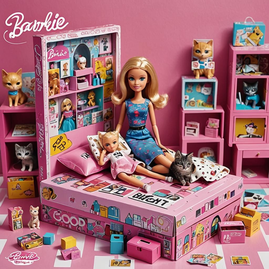 Barbie Toy Gift Box with Cat Doll