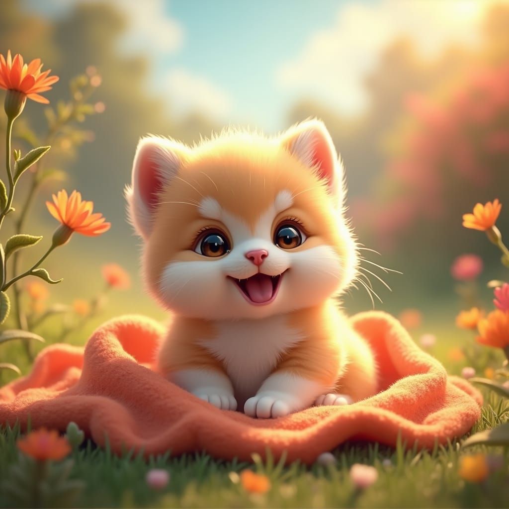 Joyful Animal in Garden: Detailed Matte Painting