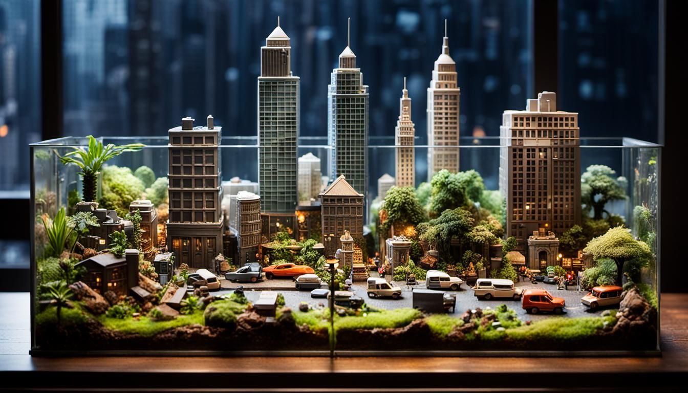Urban Cityscape in Glass Terrarium