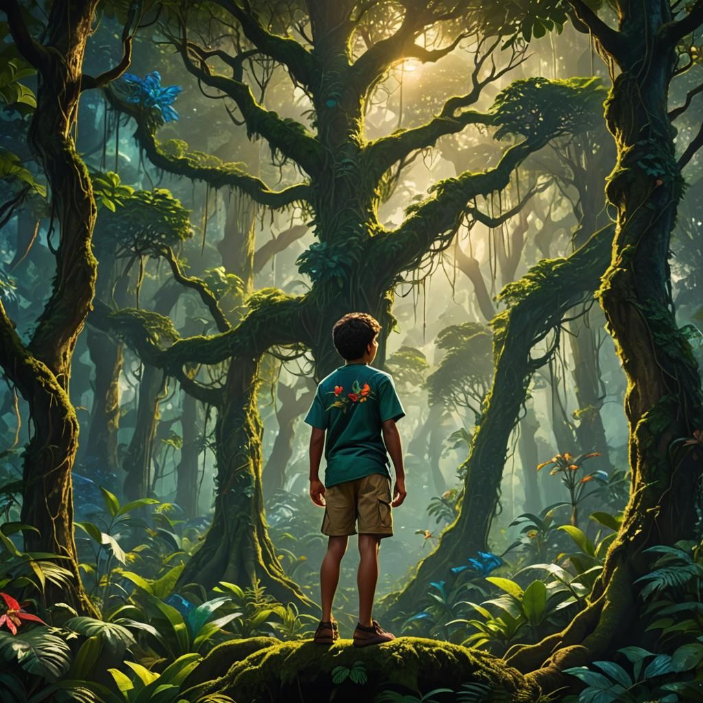 Rainforest Boy in Fantasy Digital Matte Painting