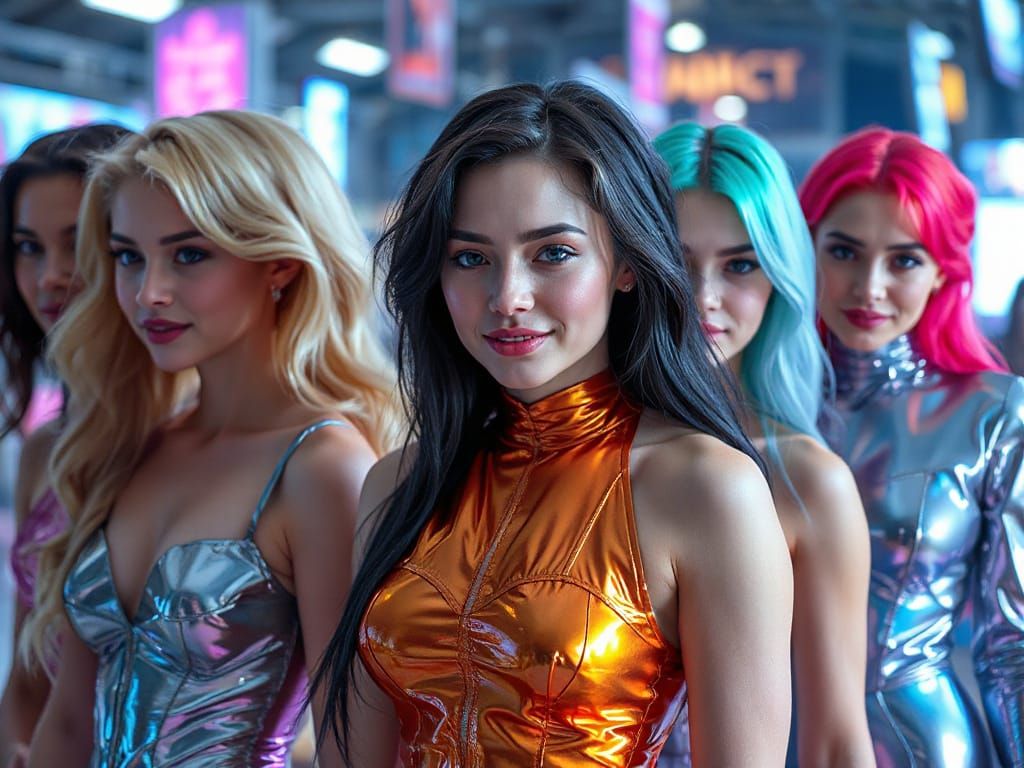 Ethereal Goddesses in Hyperfuturistic Sci-Fi City