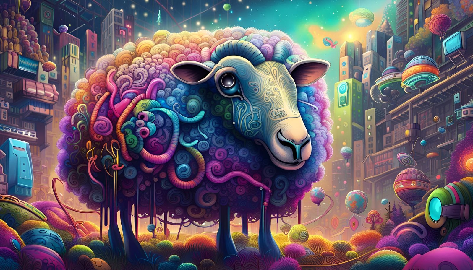 Android Dreaming of Electric Sheep in Psychedelic Graffiti S...