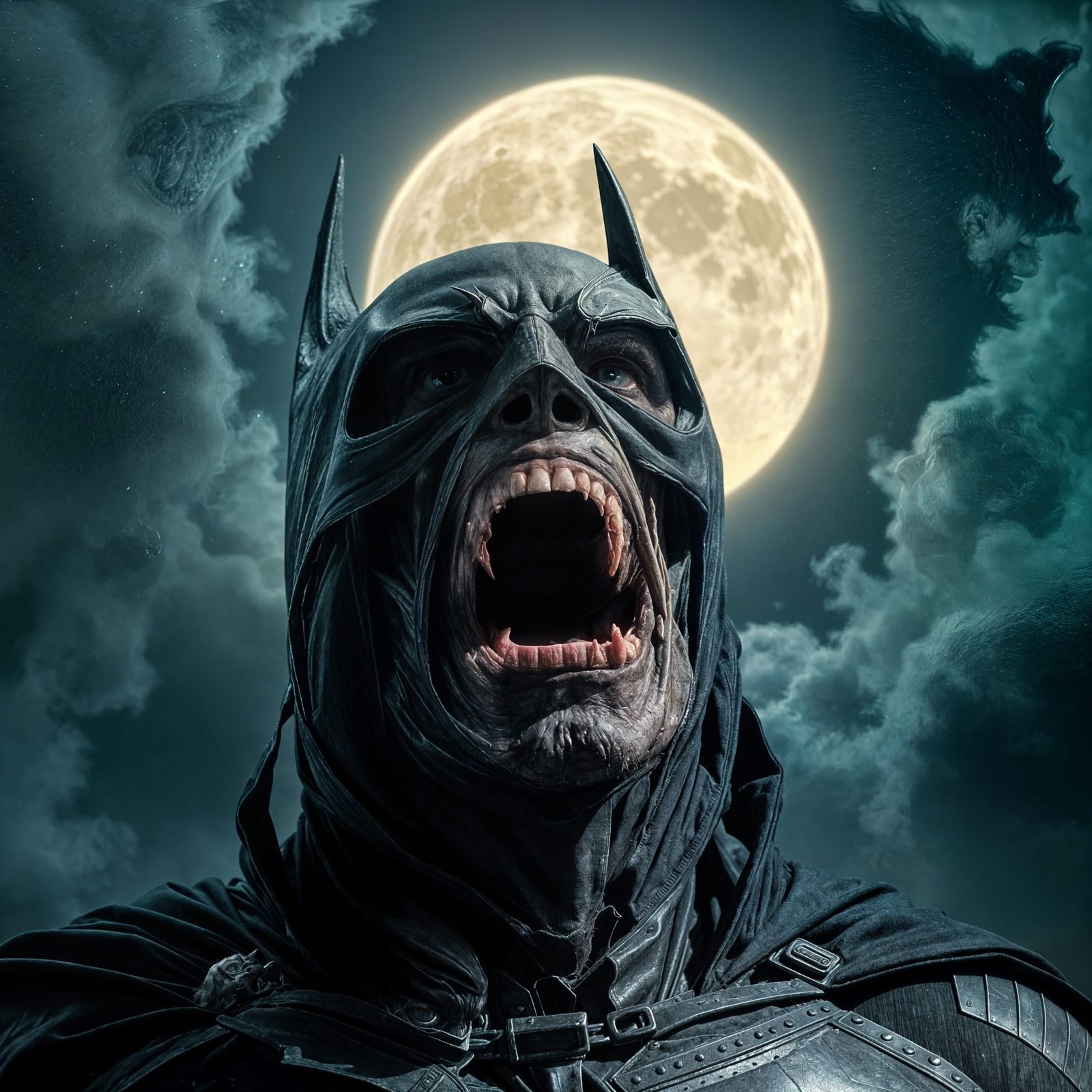 Decaying Dark Knight Under Full Moon