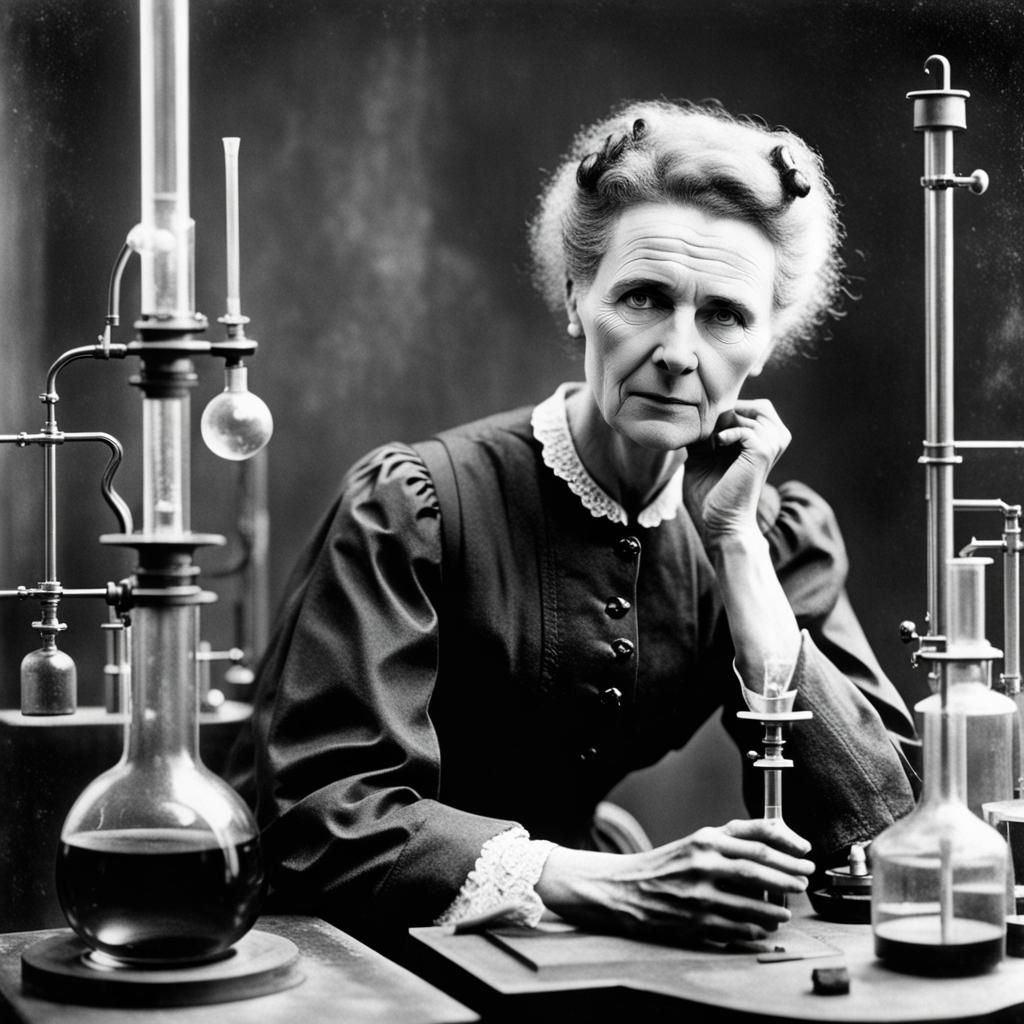 Marie Curie in Her Lab: Vintage Photo Style