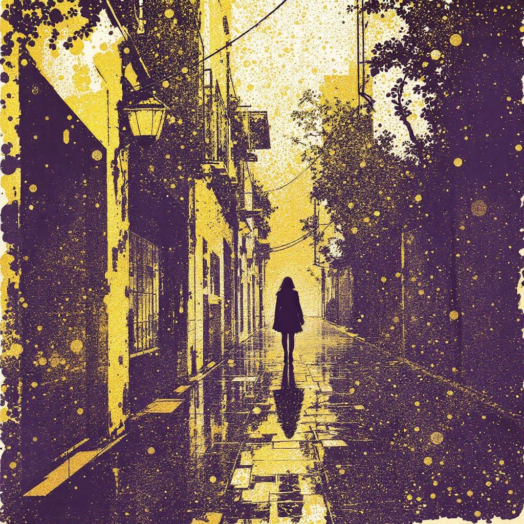 Klimt Basquiat Style Mimeograph Art With Gold Accents