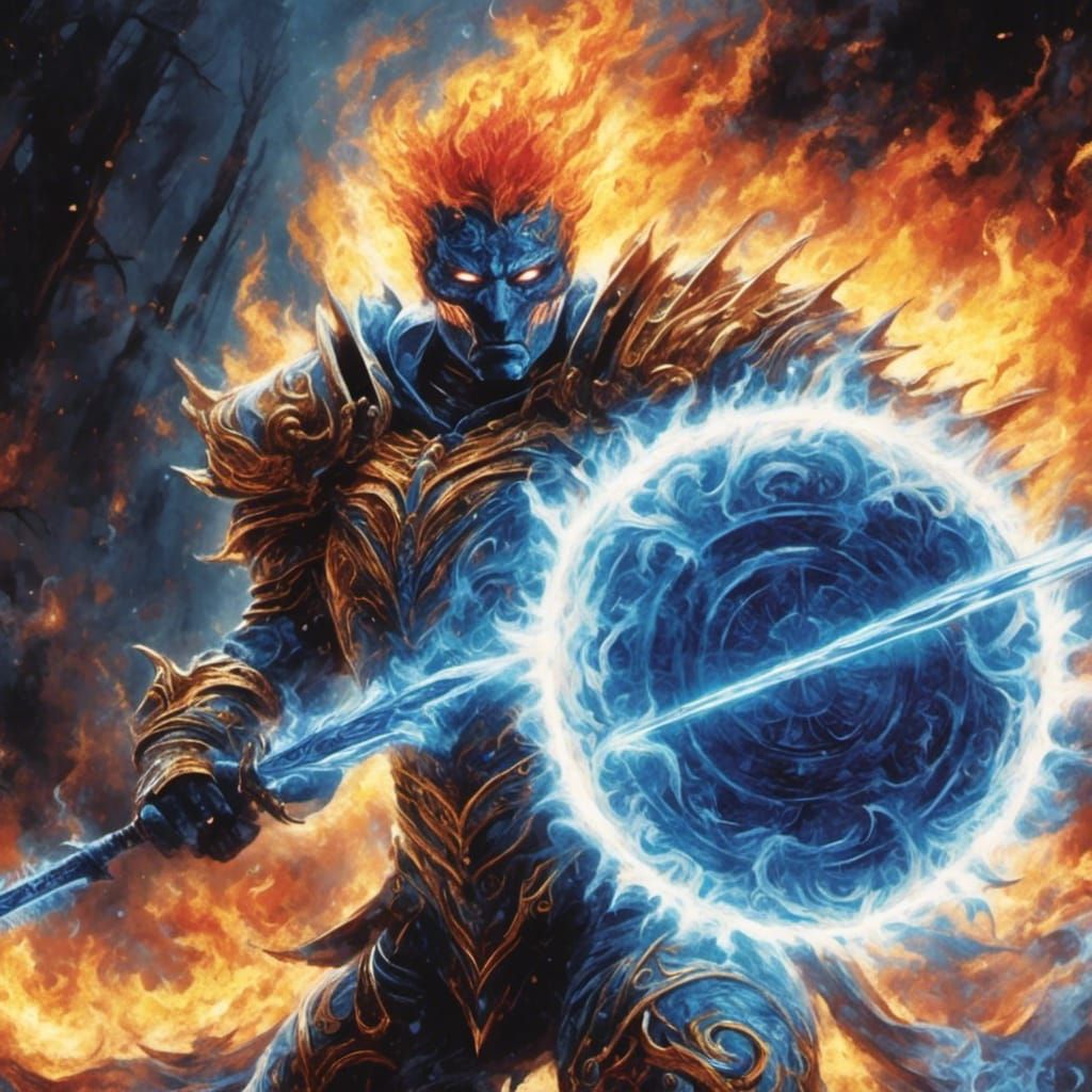 Cyber Paladin Warrior in Comic Book Style