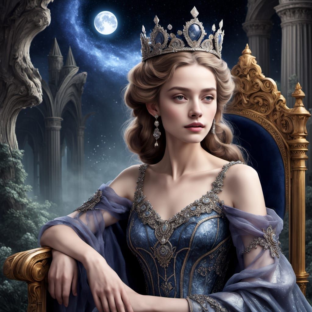 Regal Queen in Moonlight and Starlight Crown