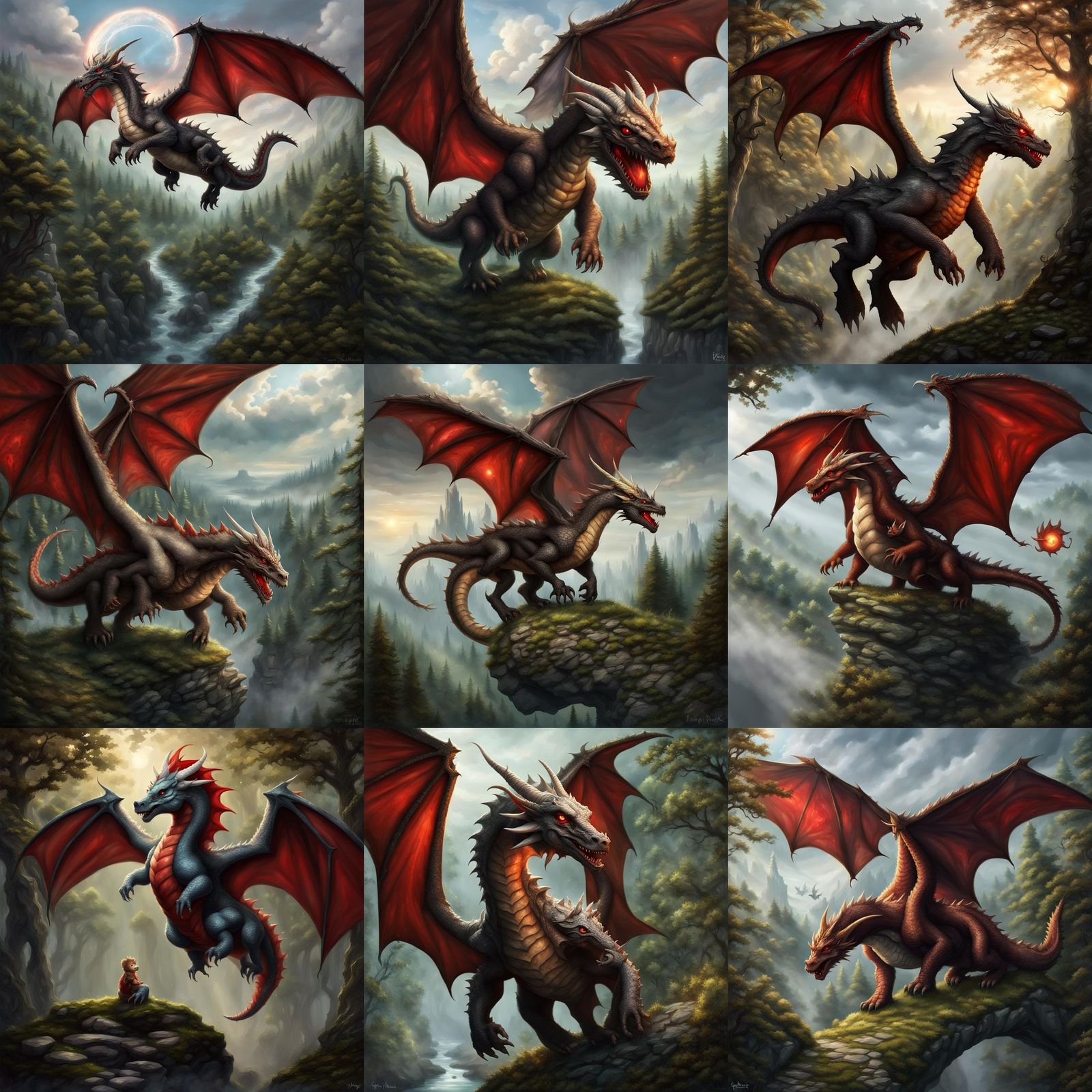 Dragon Flight Above Mystical Forest Path