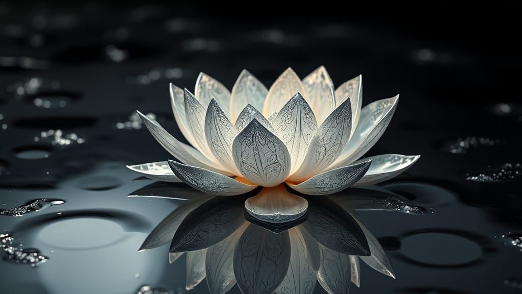 Silver Lotus Flowers on Chrome Lava Pool