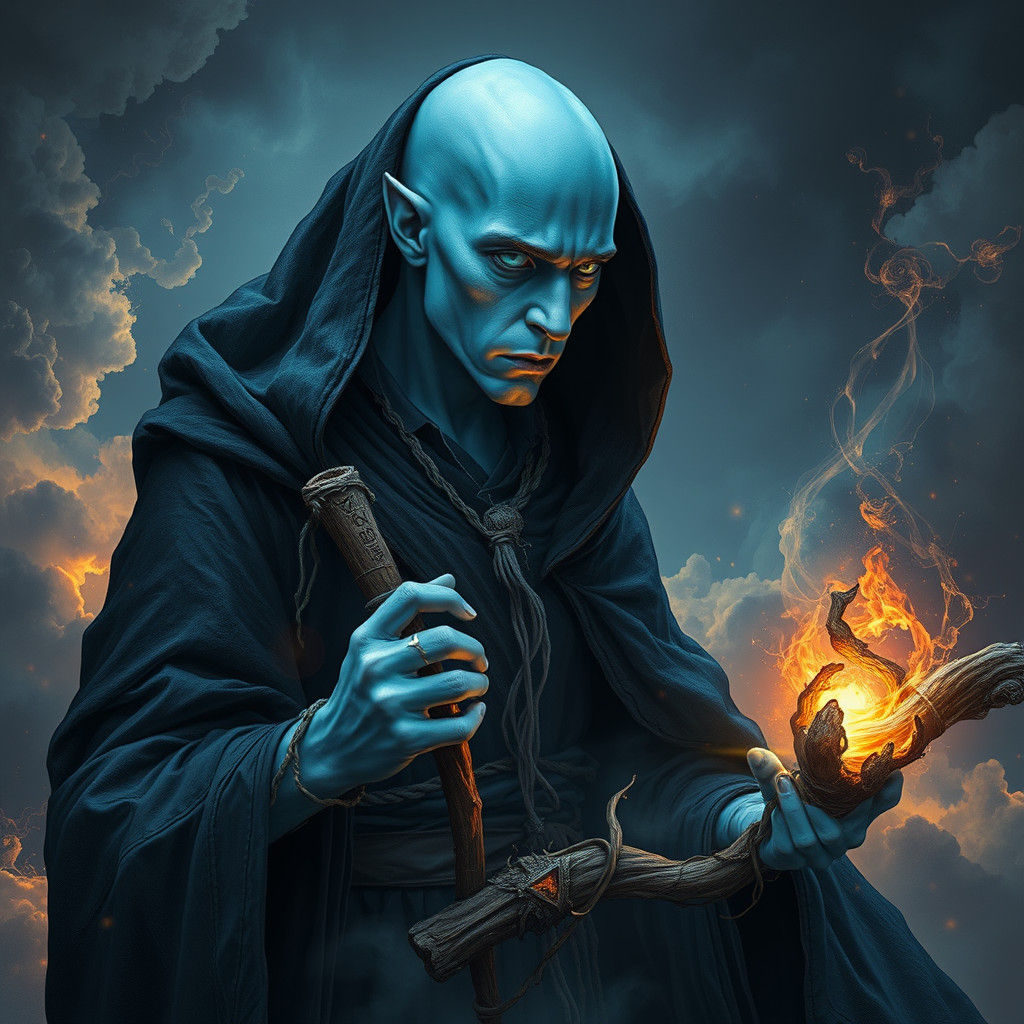 Ethereal Being in Dark Fantasy Landscape