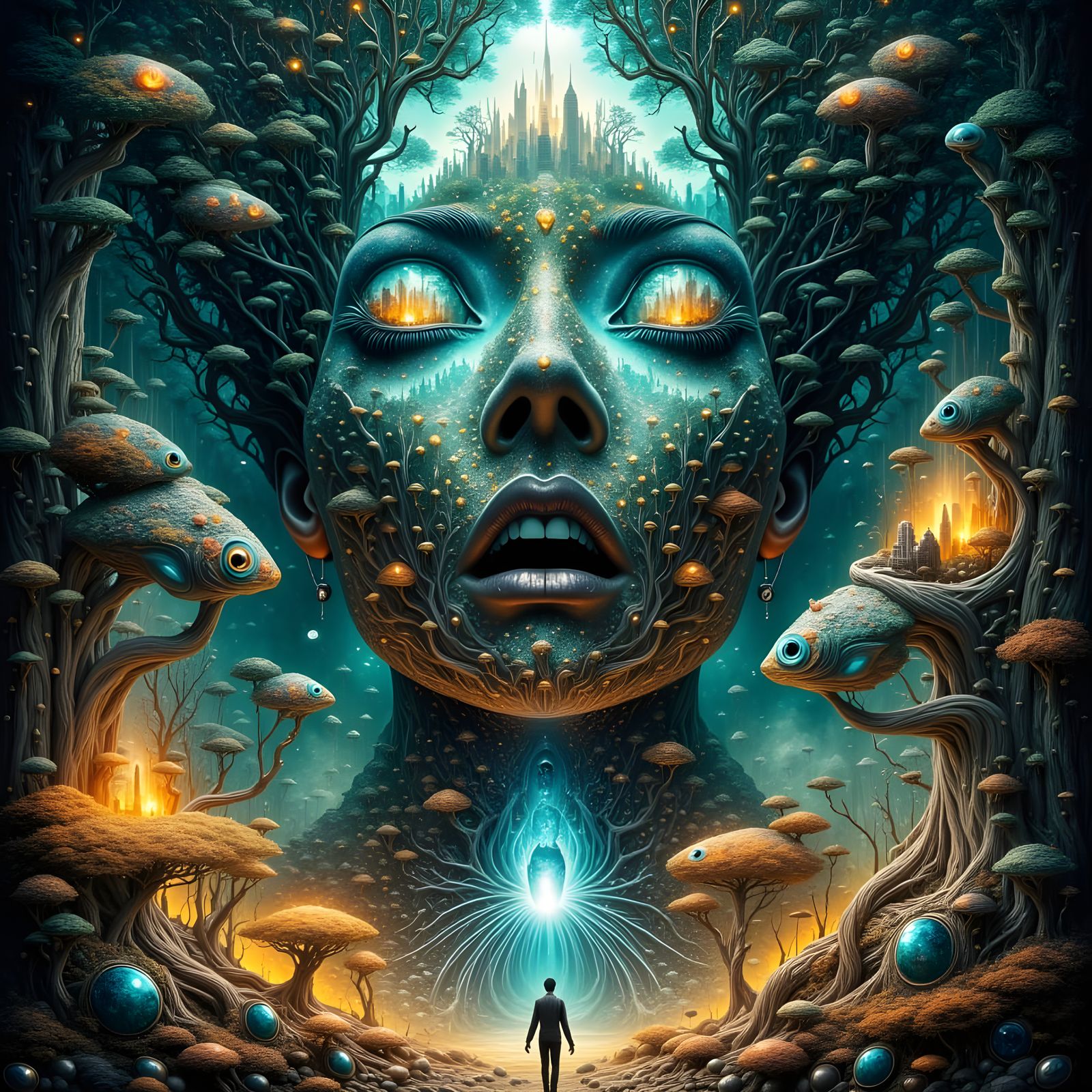 Surreal Dreamscapes with Twisted Landscapes and Glittering D...