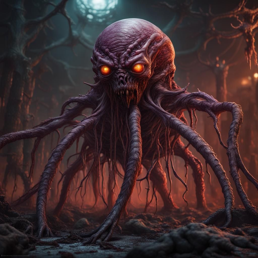 Demonic Alien Parasite Zombie Virus: Detailed Matte Painting