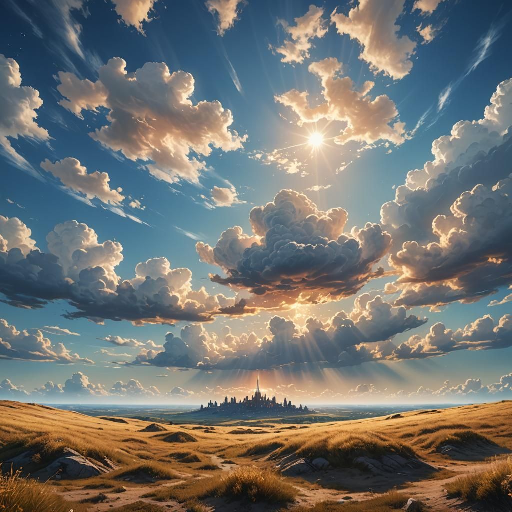 Magical World Under a Serene Sky in Digital Art