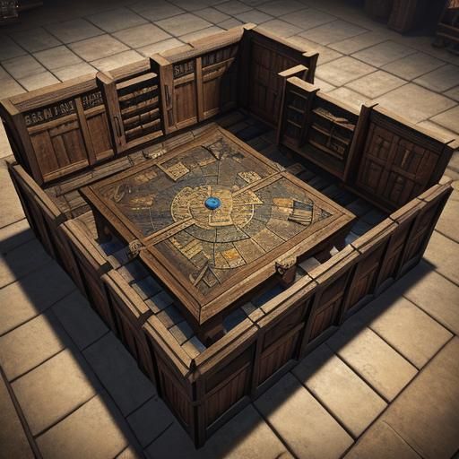 Medieval Kitchen Top-Down Map for RPG in Detailed Matte Pain...