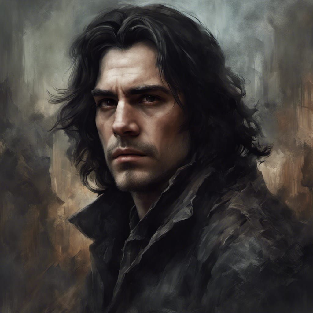 Menacing Man Portrait in Detailed Matte Painting Style