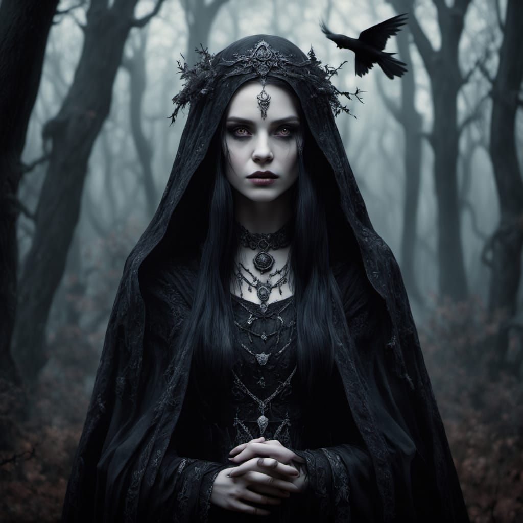 Ethereal Witch Portrait in Dark Fantasy Style