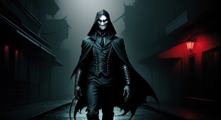 Dark Fantasy Vampire Stalks Neon-Lit Alley in Gothic Horror ...