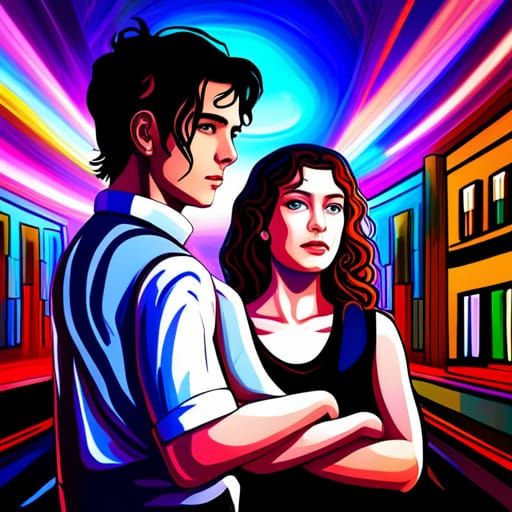 Children Gaze Towards Future in Detailed Digital Painting