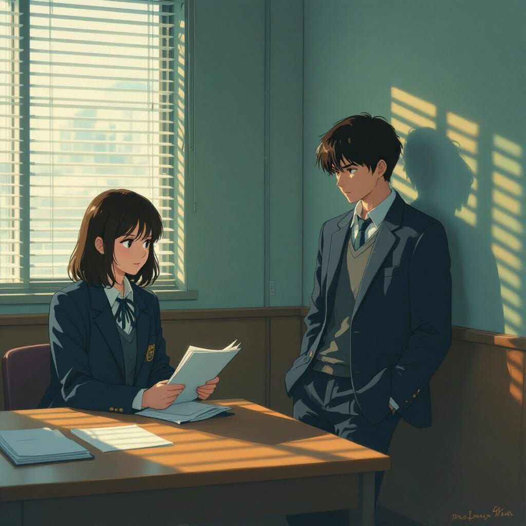 Students in Locked Room: Cinematic Pastel Art