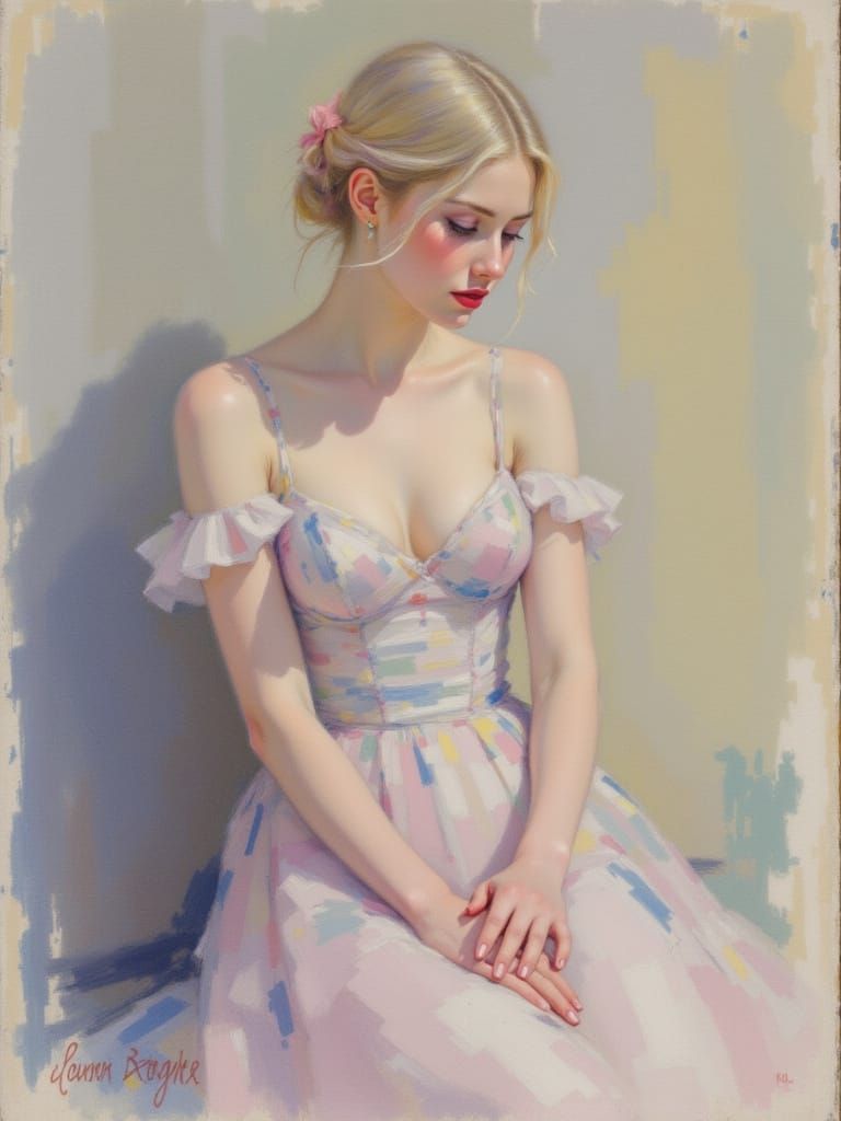 Blond Pin-Up Woman With Pink-Tipped Hair