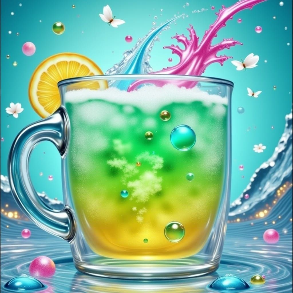 Effervescent Tropical Drink in Crystal Tankard
