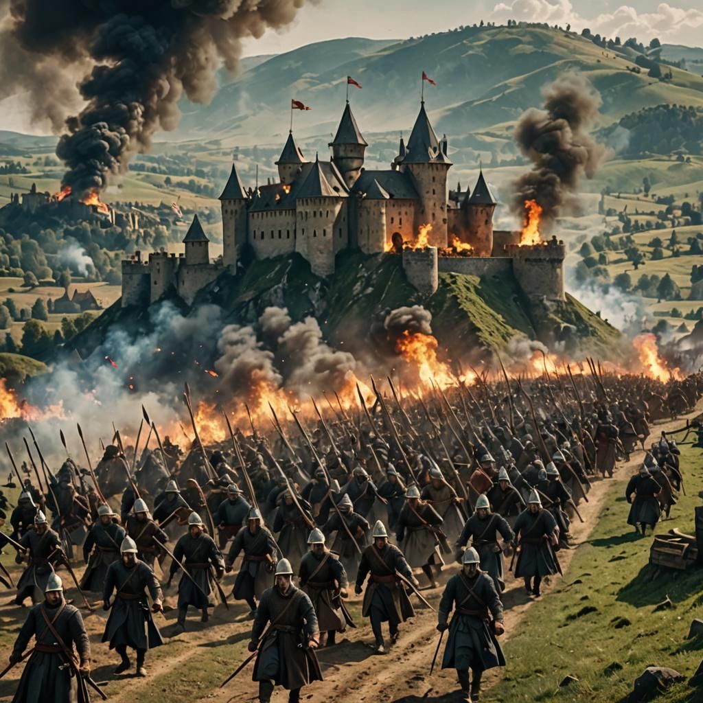 Epic Battle of Hussite Warriors in Cinematic Style