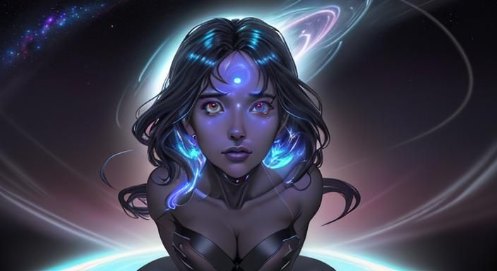 Cosmic Black Hole: Hyperrealistic Quantum Physics Portrait