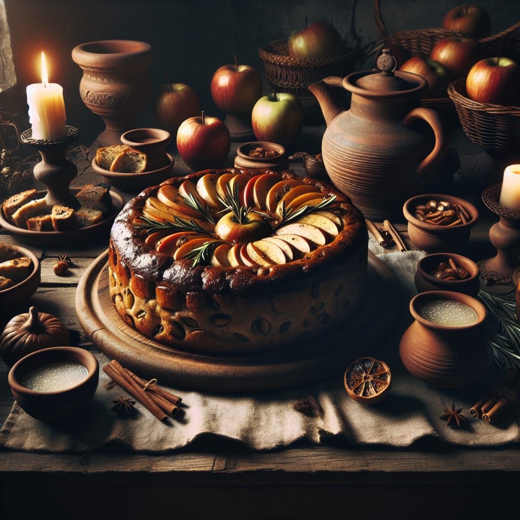 Medieval Banquet with Spiced Apple Rosemary Cake