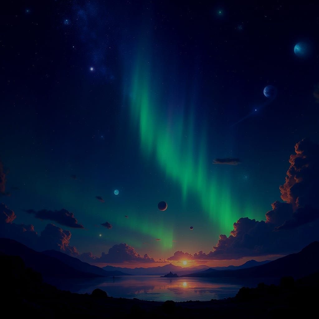 Fantastical Night Sky Matte Painting in Deep Color