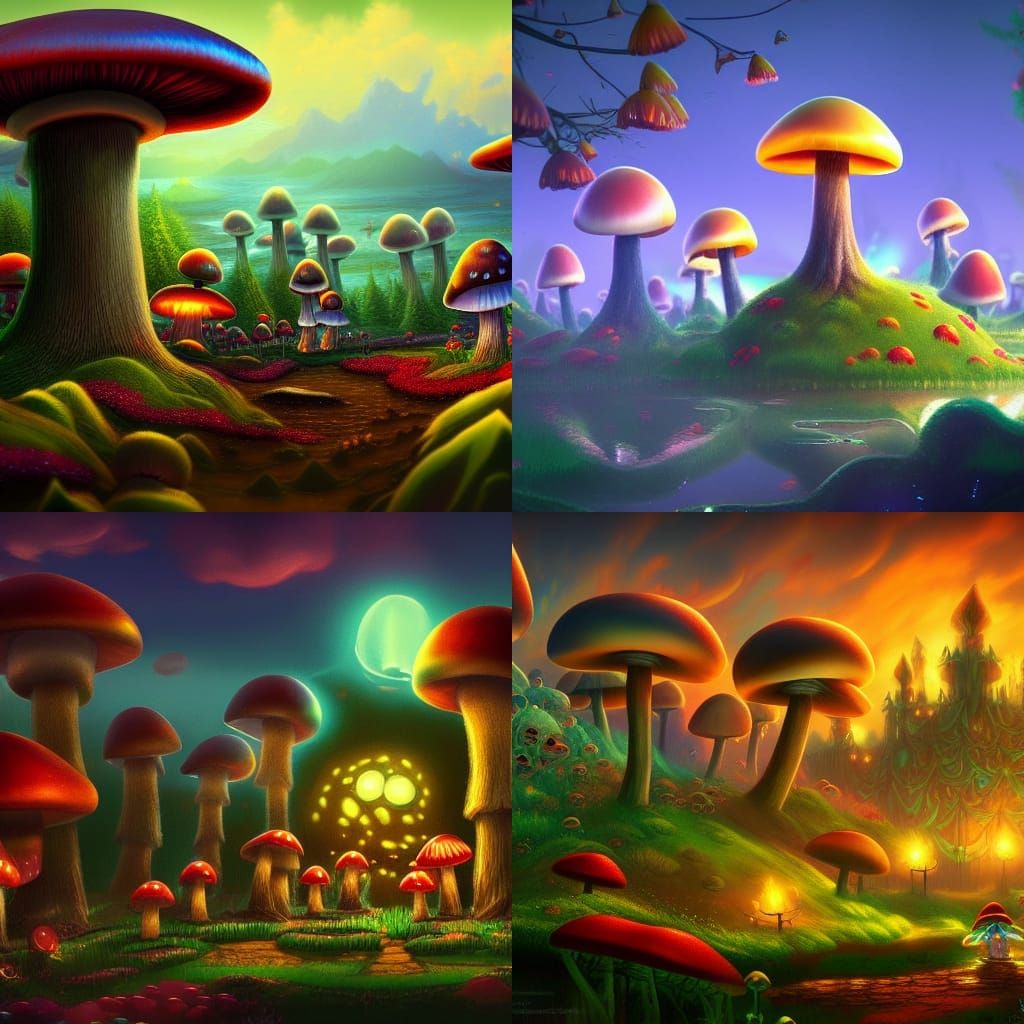 Glowing Mushroom Kingdom: Fantasy Concept Art