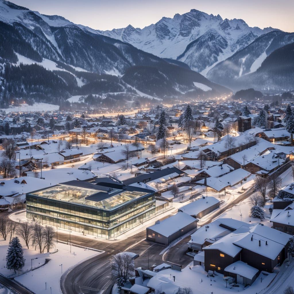 Swiss Alps Winter Office Building in Modern Architecture