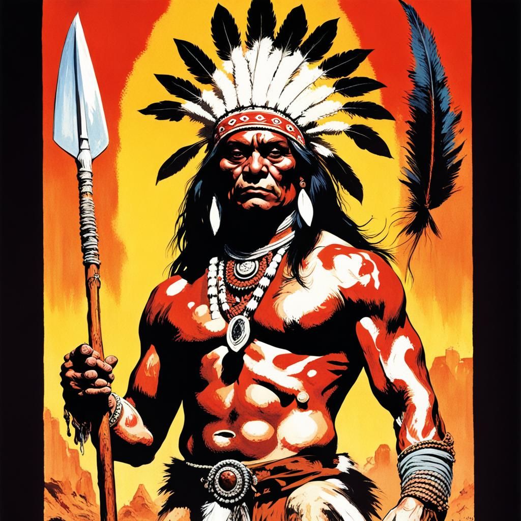 Devil as Tribal Chief in 80s Movie Poster
