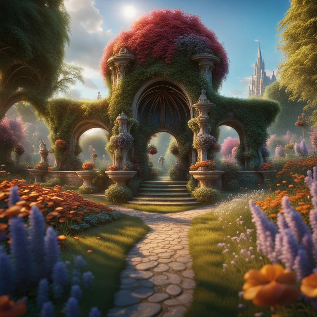 Pretzel's Joyful Dance in a Fantastical Garden