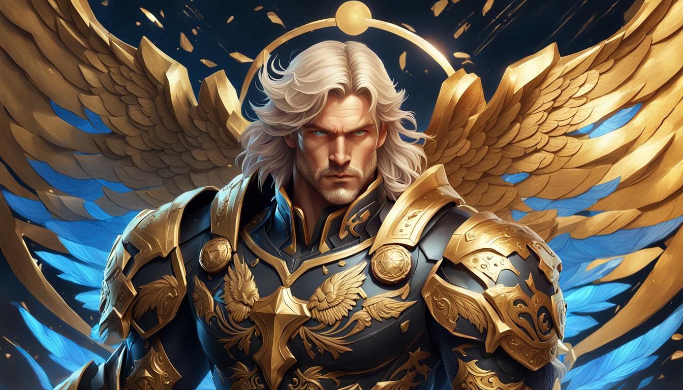 Angel Uriel in Black and Gold Armor