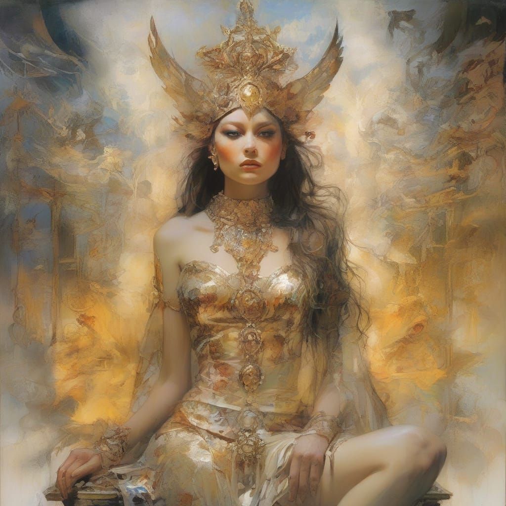 Regal Elven Queen in Heavenly Realm