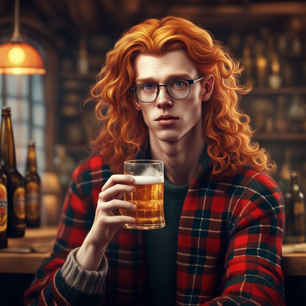 Ginger Drinking Beer