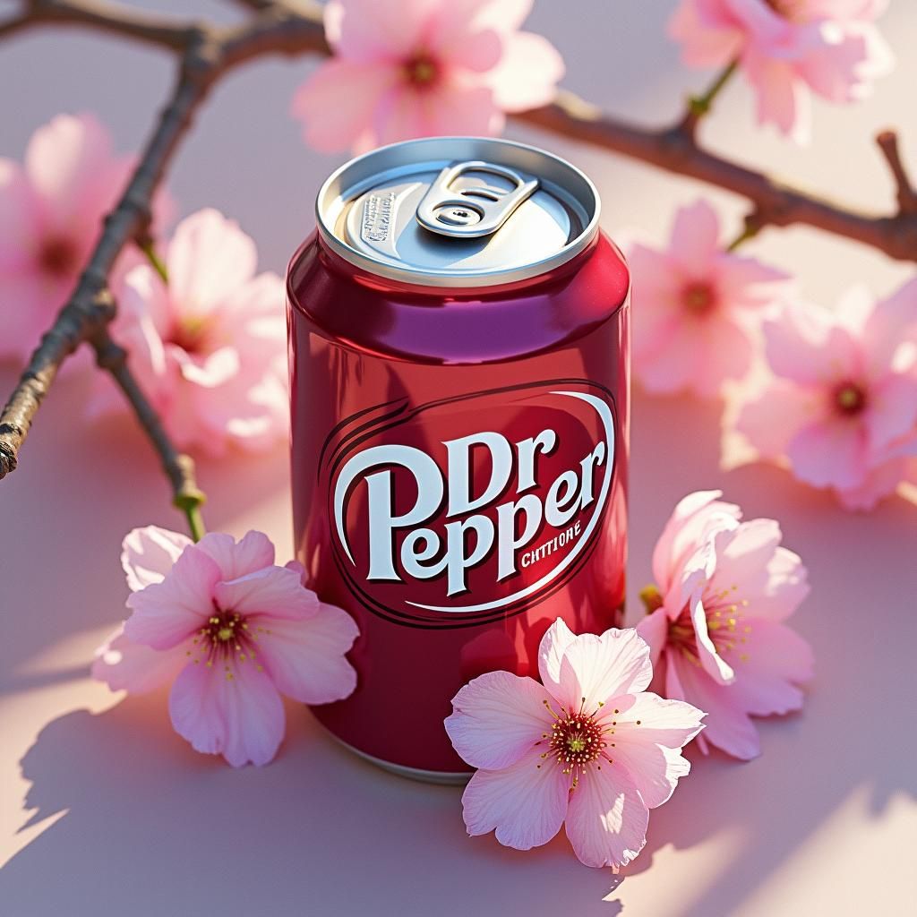 Dr. Pepper and Cherry Blossoms in Oil Painting Style
