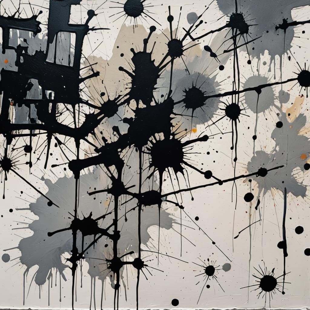 Ink Stain on White Wall in French Expressionism