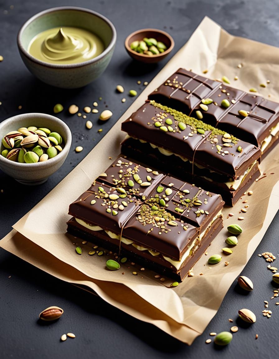 Surreal Chocolate Bar with Pistachios and Sesame