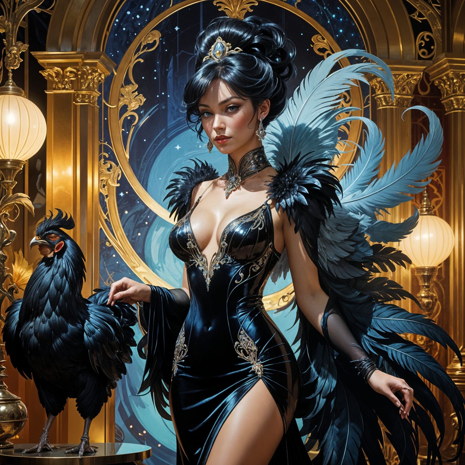 Mythical Femme Fatale in Art Nouveau Style