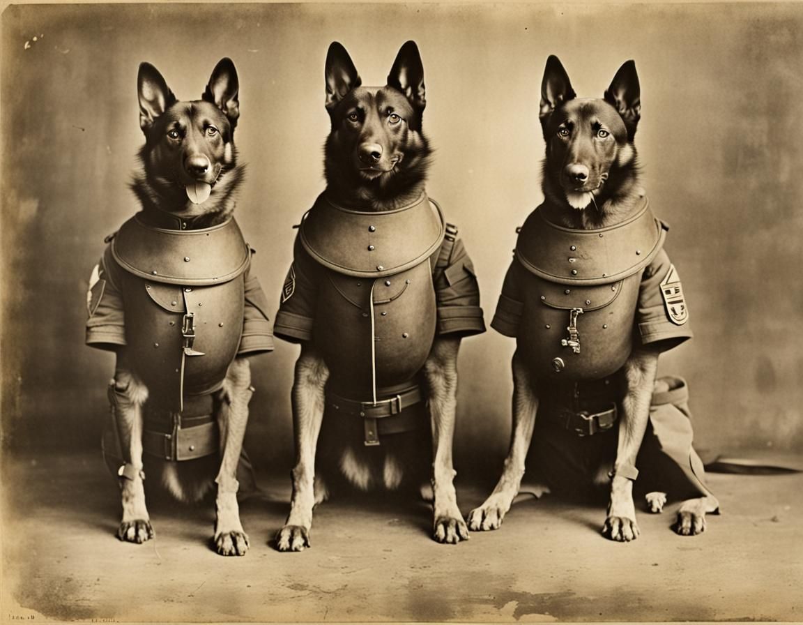 Dogs of War: Military Gear in Photomontage Style