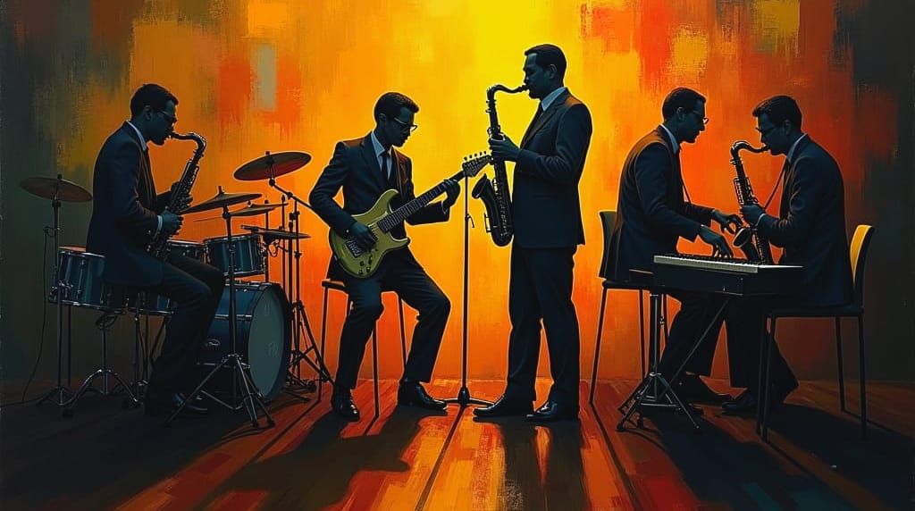 Abstract Jazz Band in Cubist Style