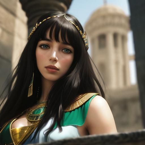 Jane Birkin as Cleopatra in Tiffany Glass Style