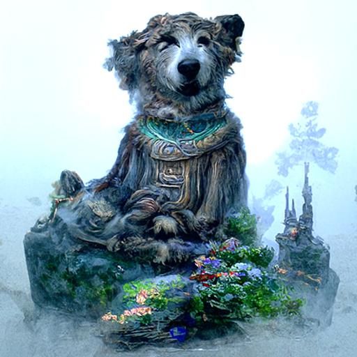Wise Ancient Dog in Ethereal Fantasy Style