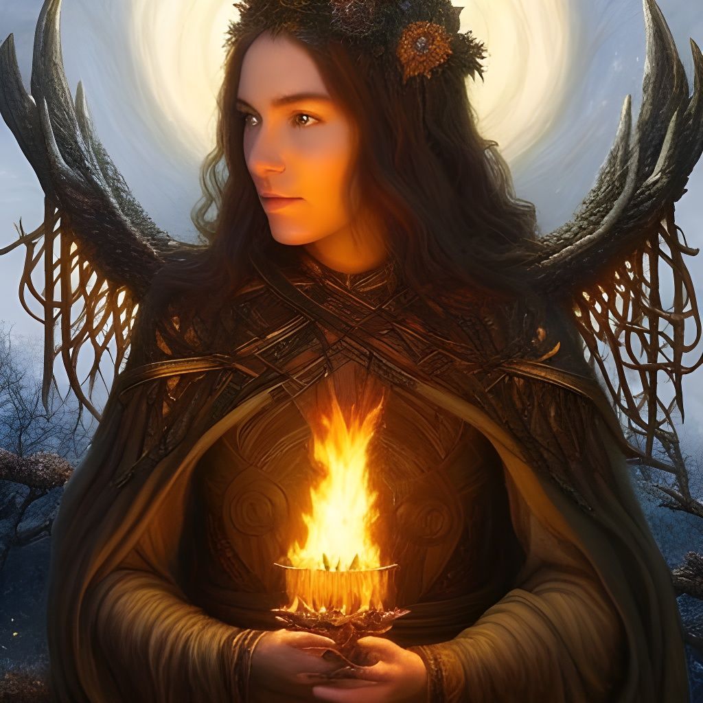 Celtic Witch Bonfire, Hyperdetailed Matte Painting