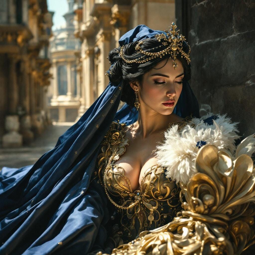 Woman in Military Uniform on Quiet Street