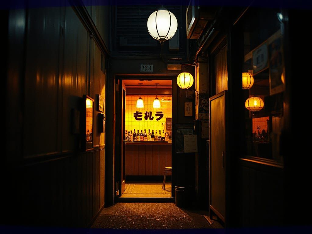 Tokyo Alley Izakaya in Hyperrealistic Splash Art