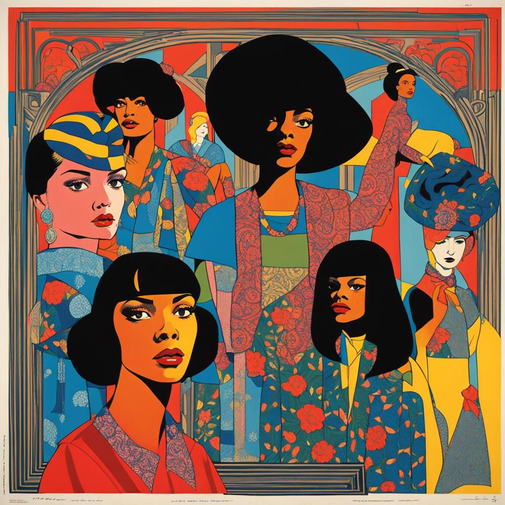 Vibrant Portrait of Girls in Vintage Comic Style